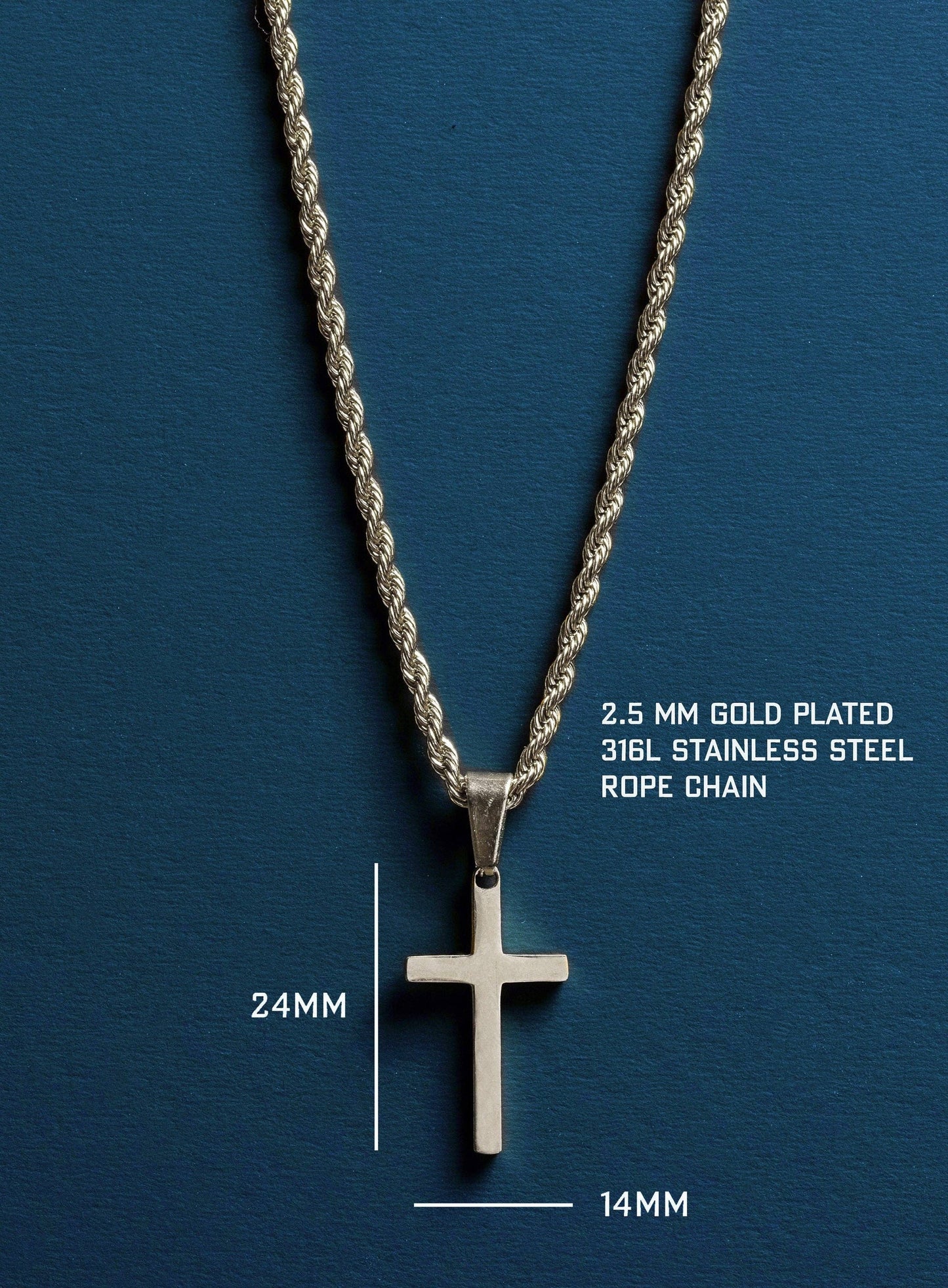 Waterproof Medium Silver Cross Pendant