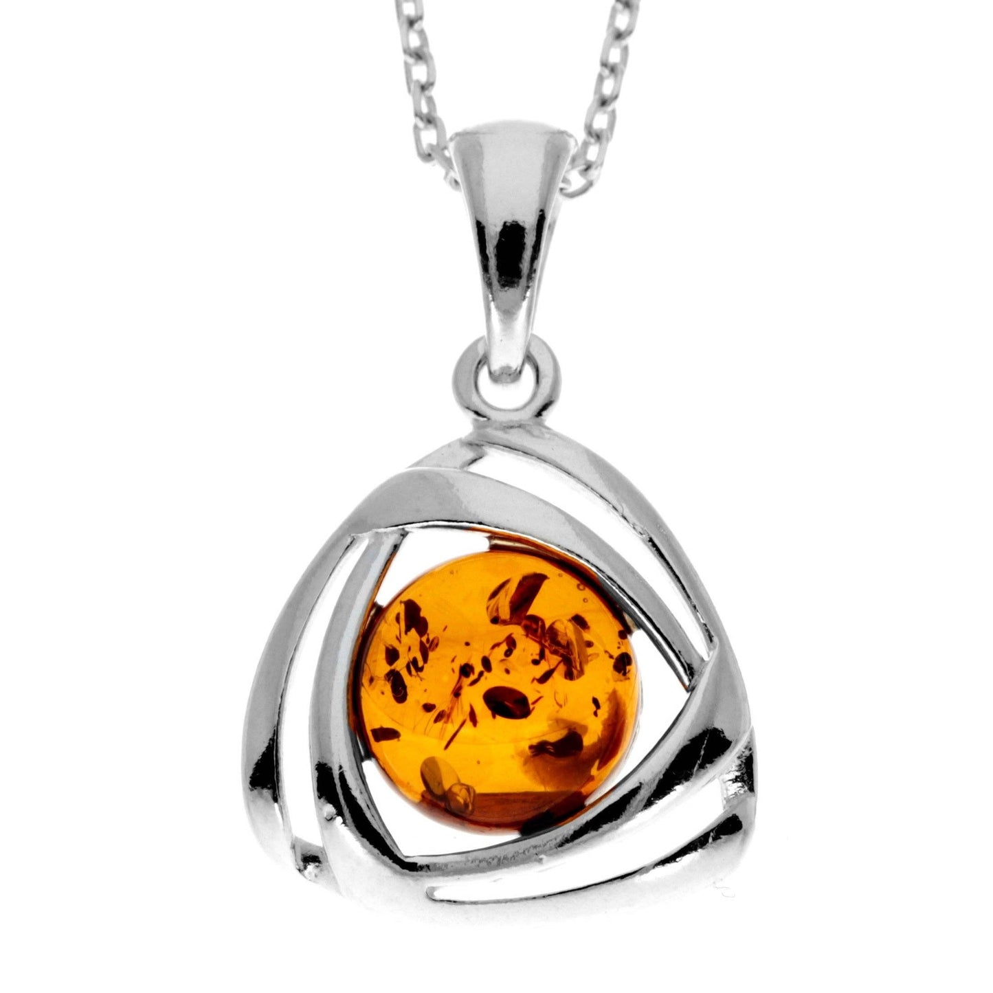925 Sterling Silver & Genuine Baltic Amber Celtic Pendant