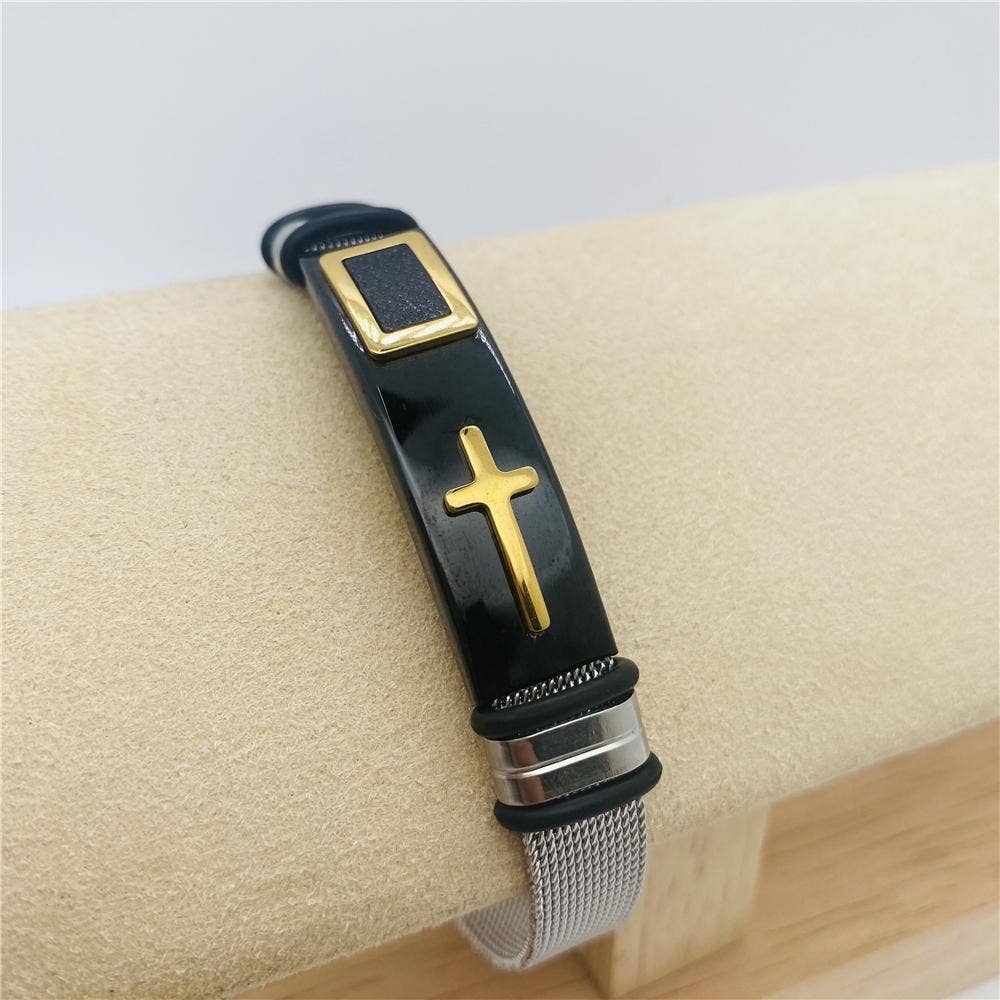 Adjustable Cross Titanium Bracelet