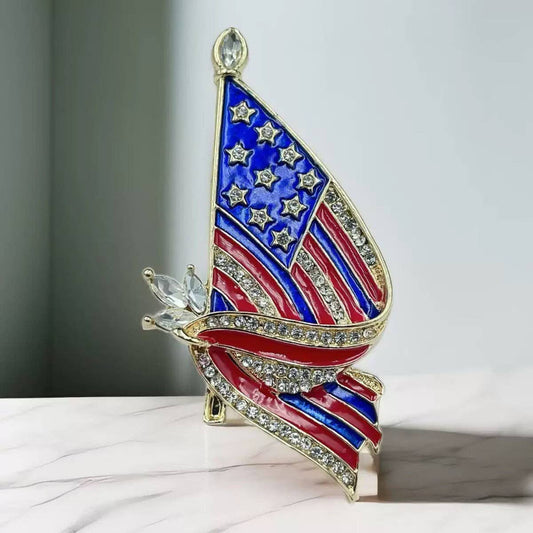 American Flag Alloy Brooch