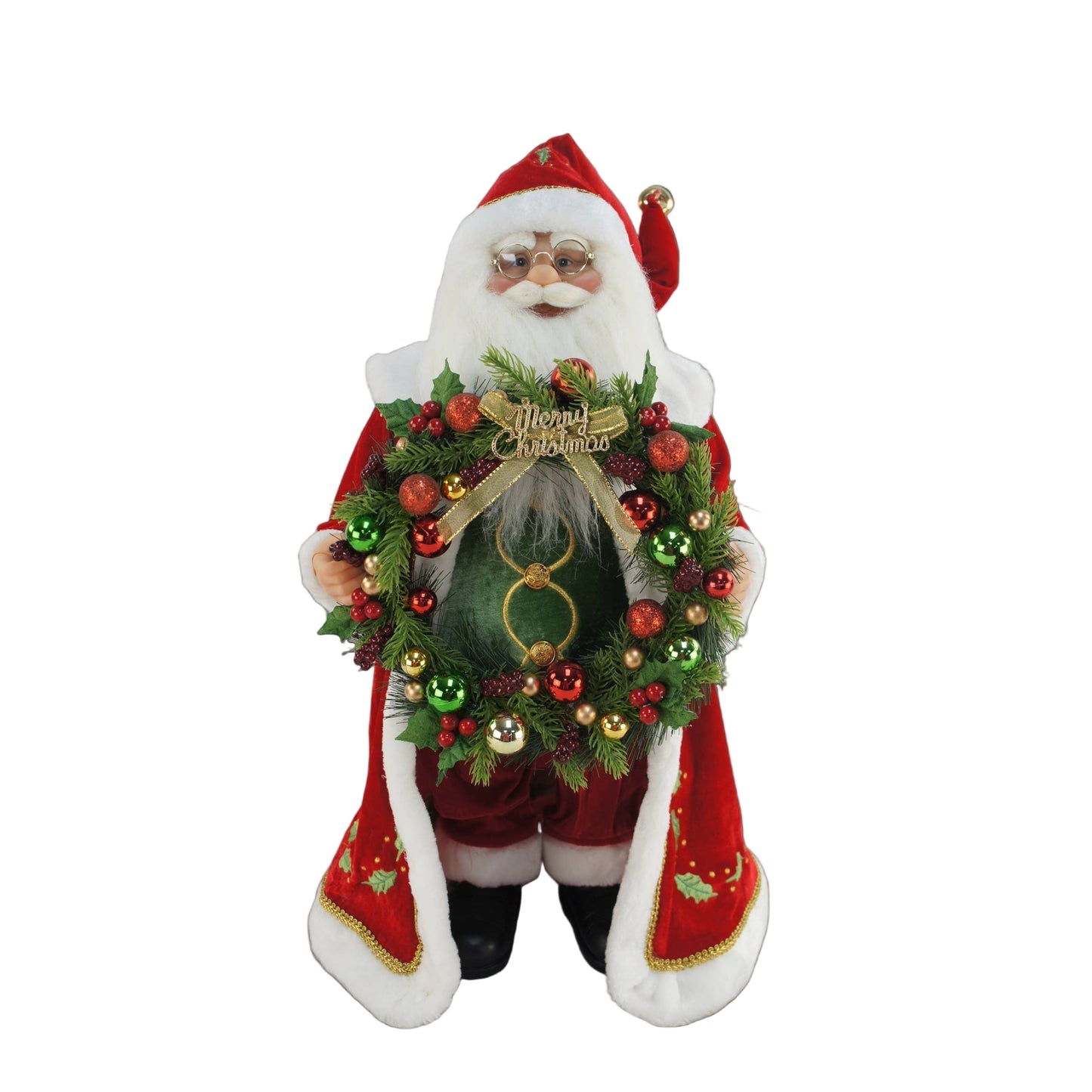 24" Large Wreath Standing Santa Figurine Christmas