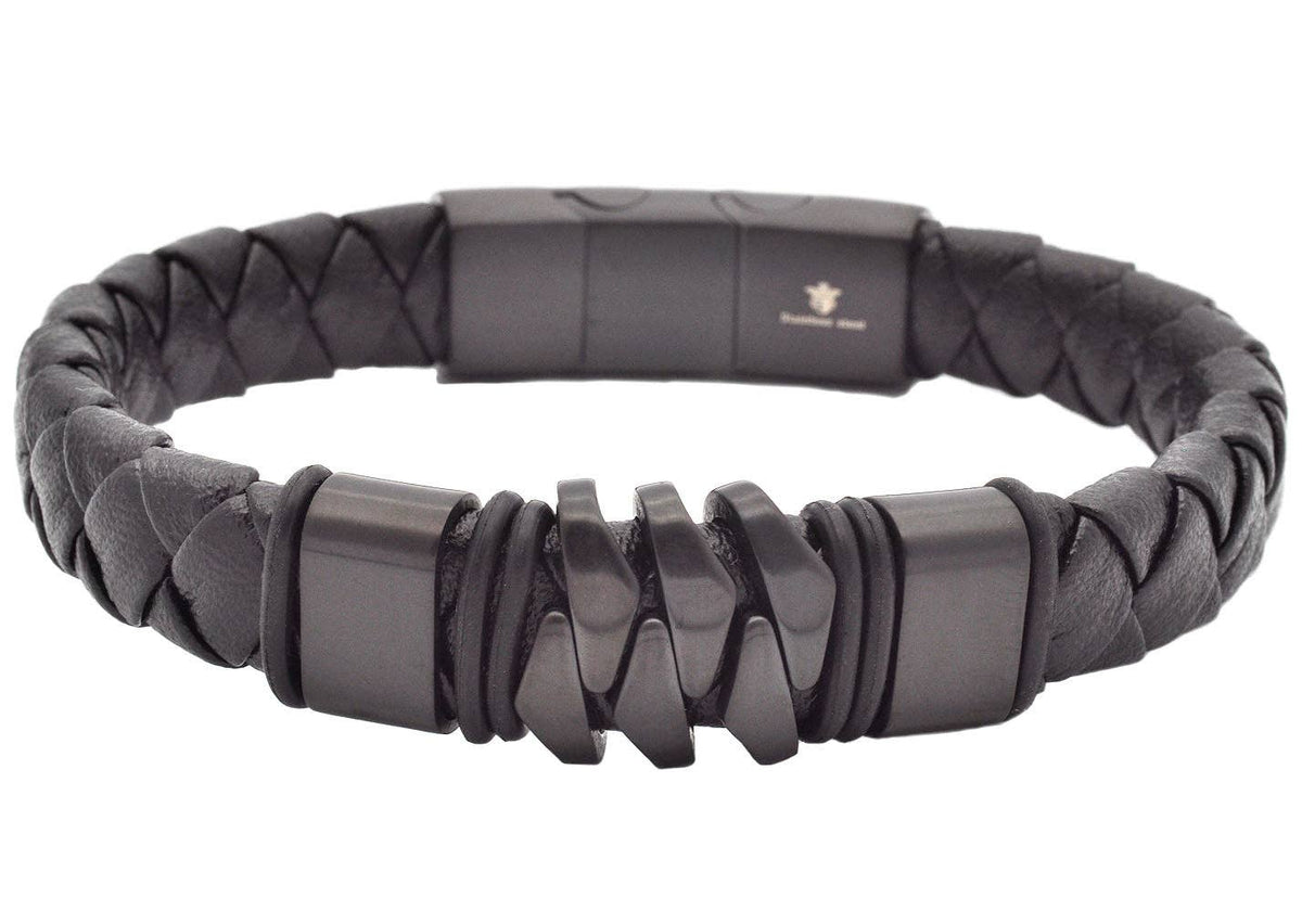 Black Leather & S.Steel Bracelet