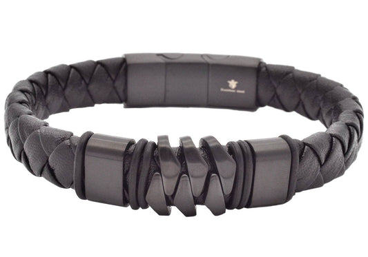 Black Leather & S.Steel Bracelet