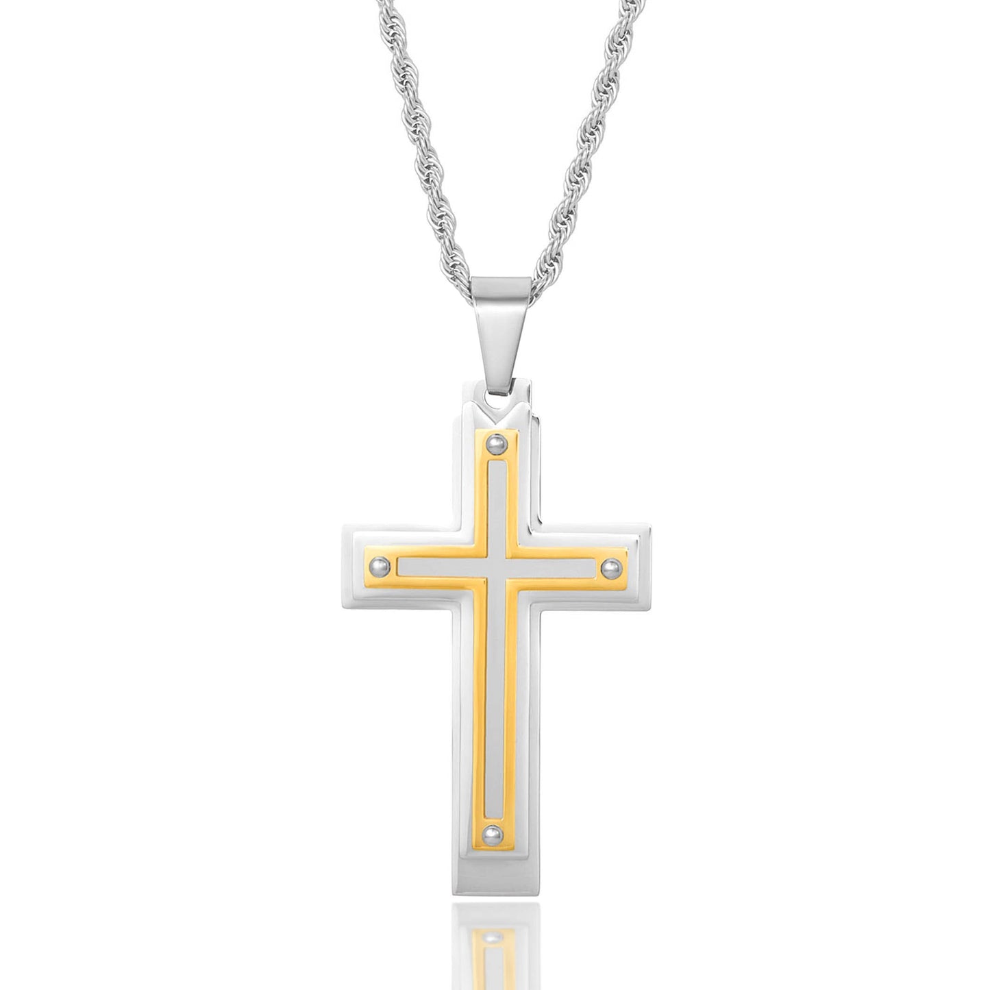 Invicta Jewelry Multi Layer Two Tone Cross Necklace - 24"