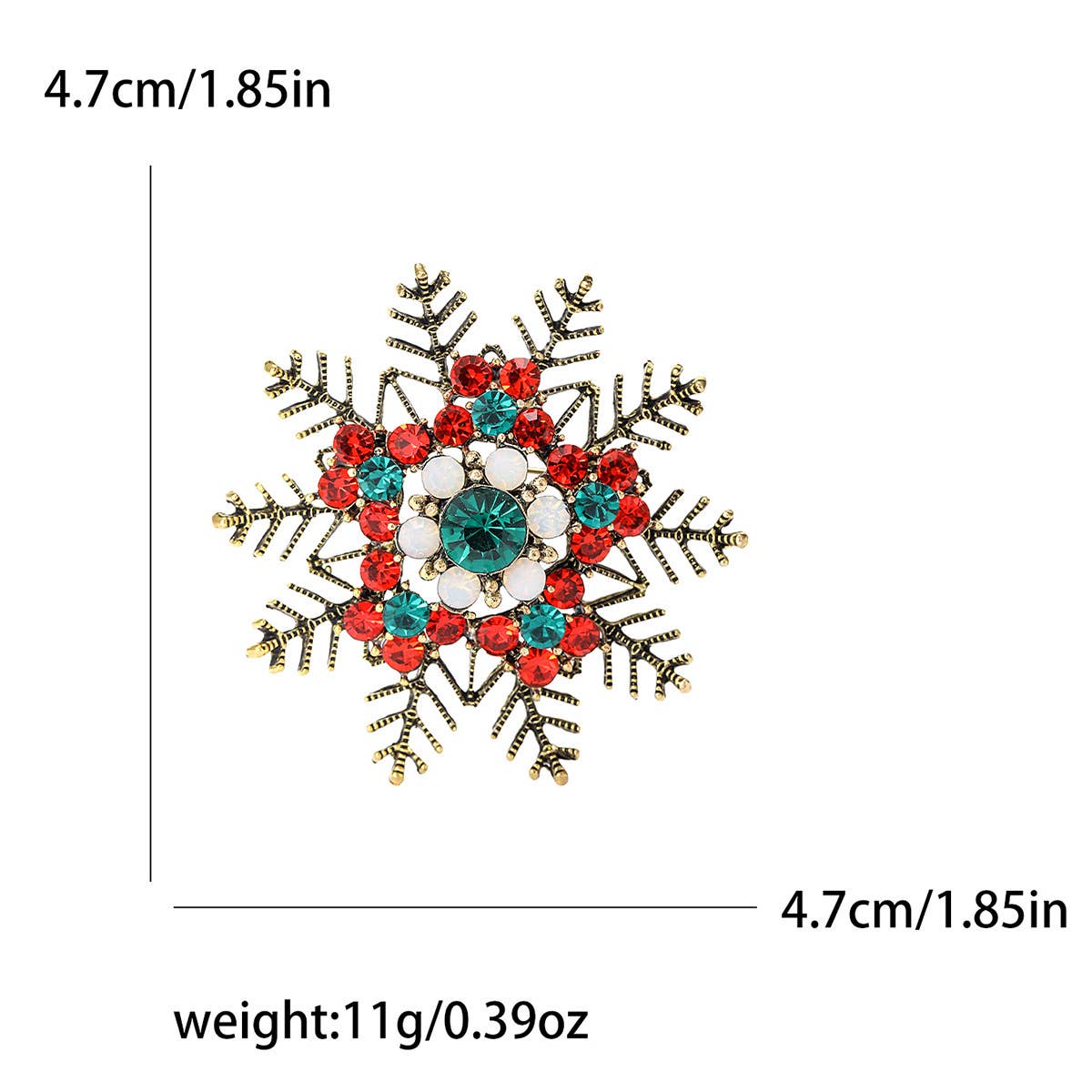 Vintage Rhinestone Snowflake Brooch, Christmas / Winter Pin