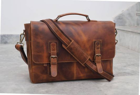 Buffalo Leather Satchel Messenger Bag Vintage Laptop Bag