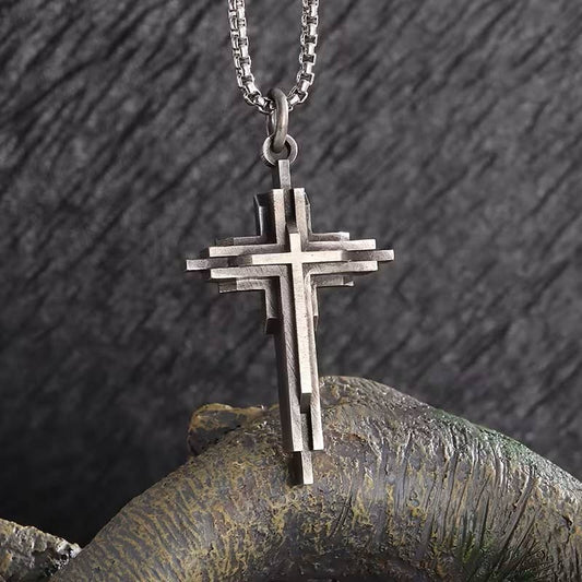 Modern Layered Cross Pendant