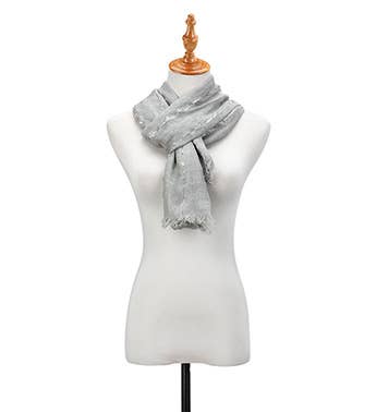 Grey Metallic Stripe Scarf