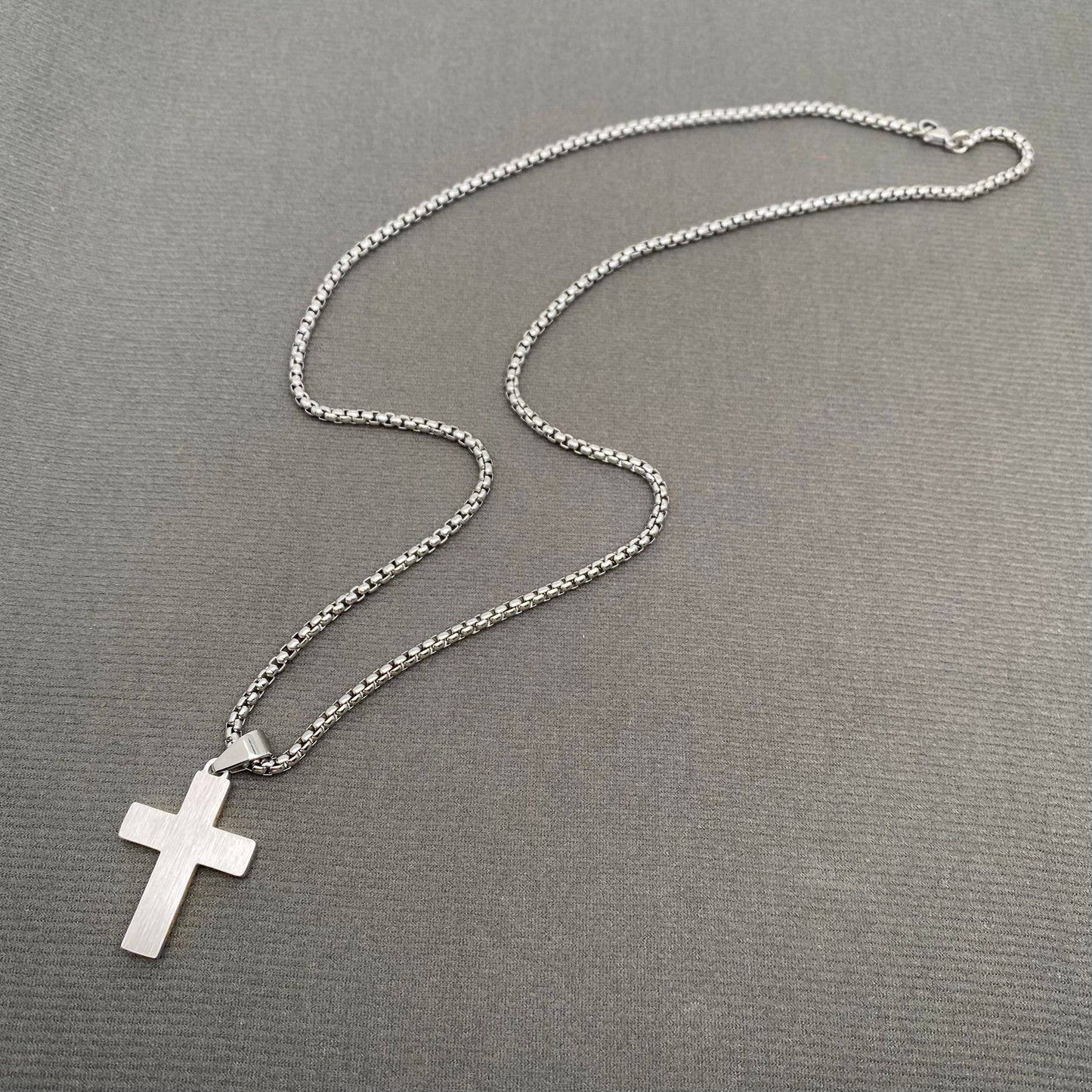 Geometric Texture Cross Pendant