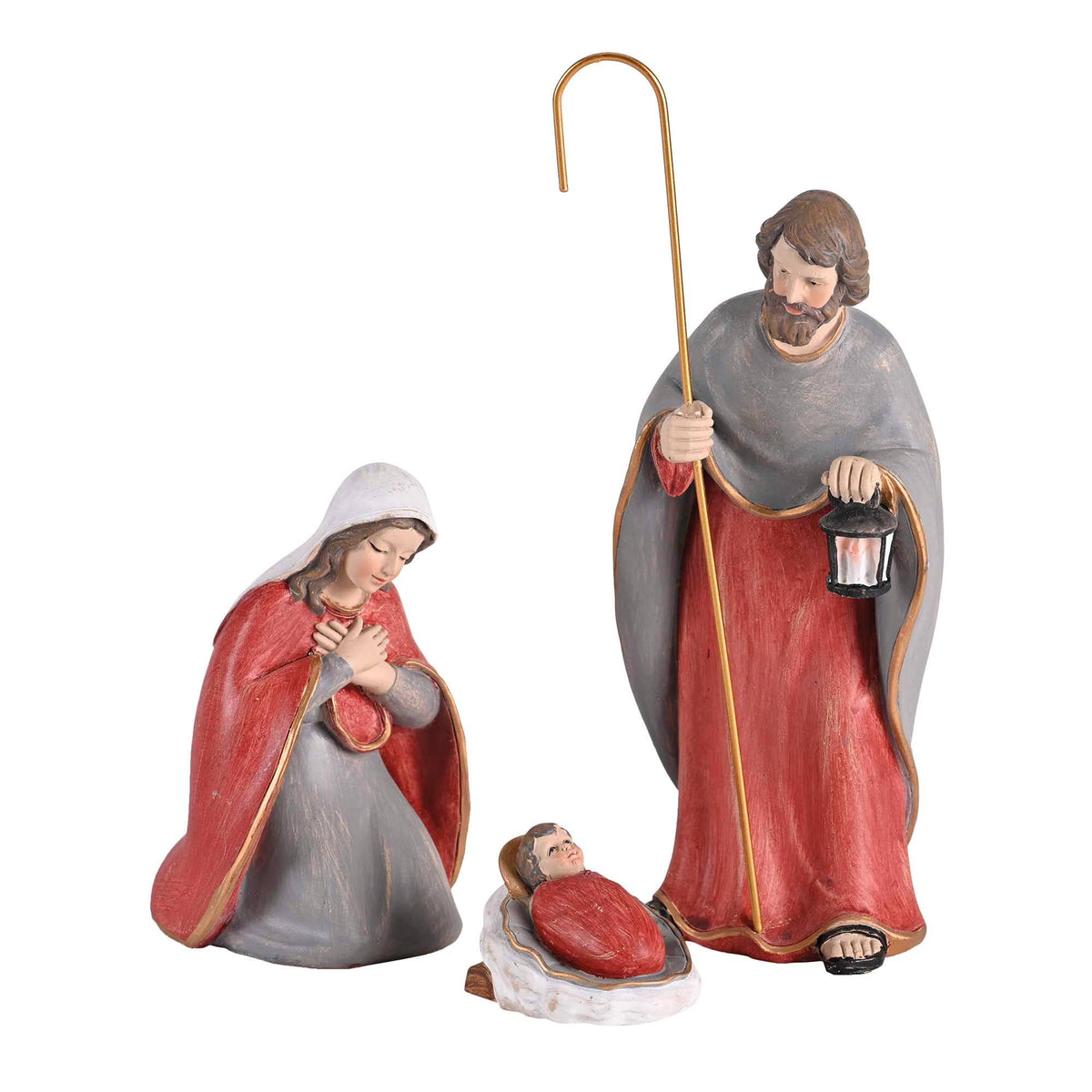Nativity Holy Family Lantern Staff 7" tall
