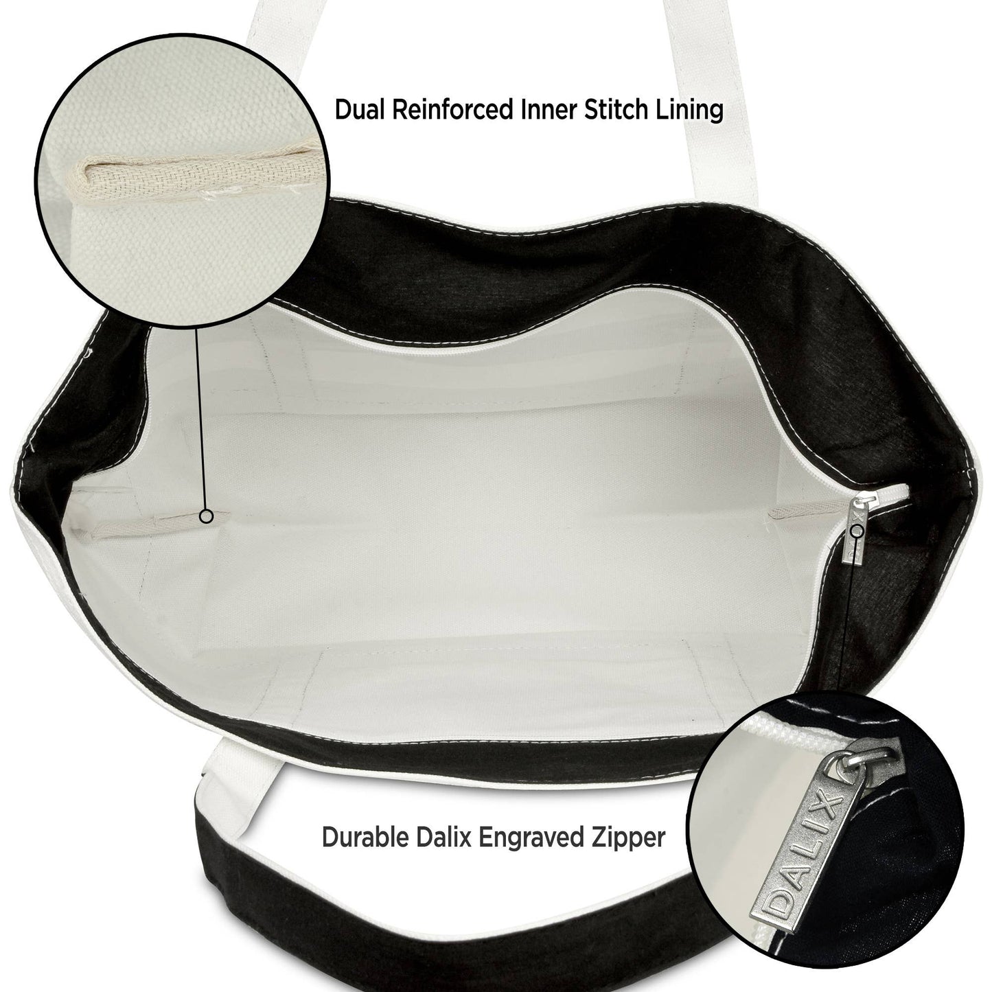 Dalix Love Big Heart Womens Embroidered Striped Tote Bag