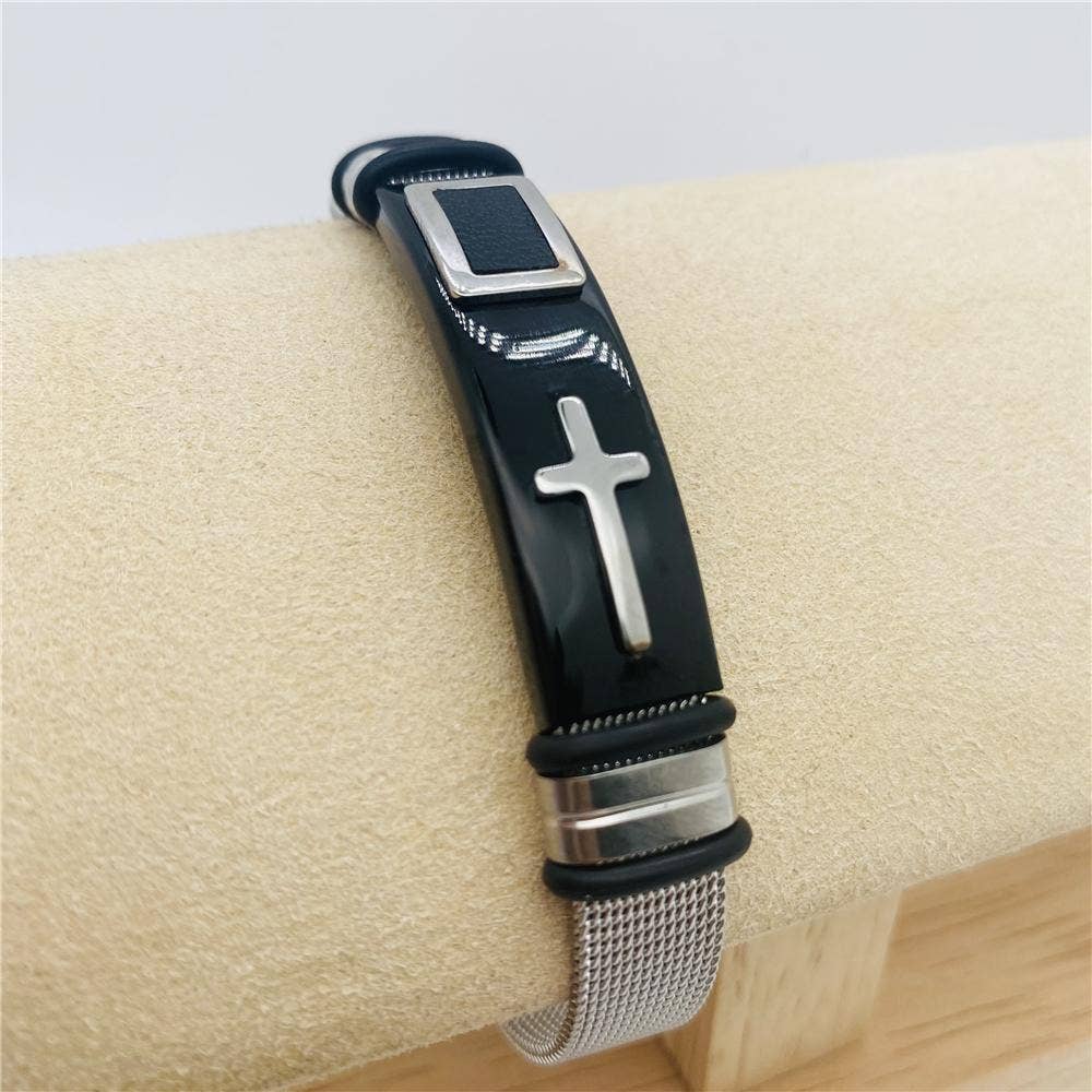 Adjustable Cross Titanium Bracelet