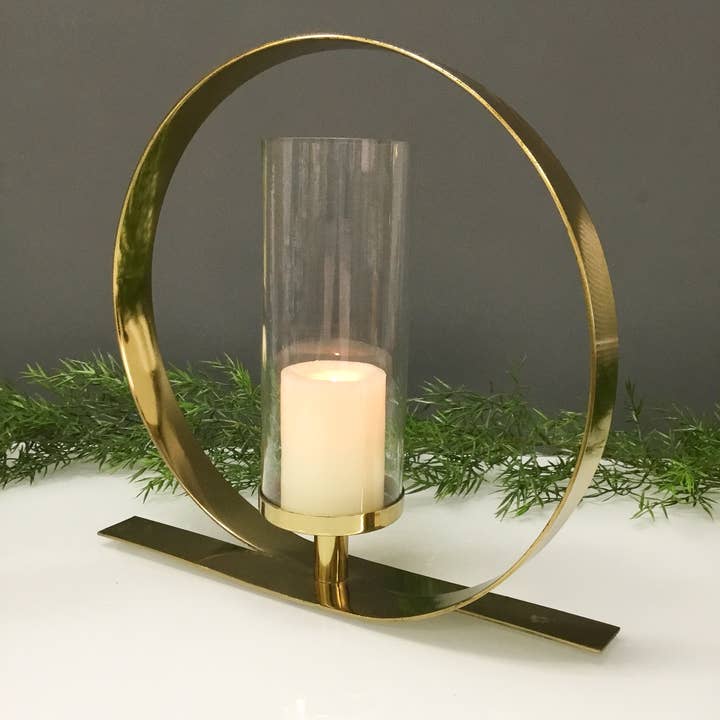 Gold Round Pillar Holder - Large