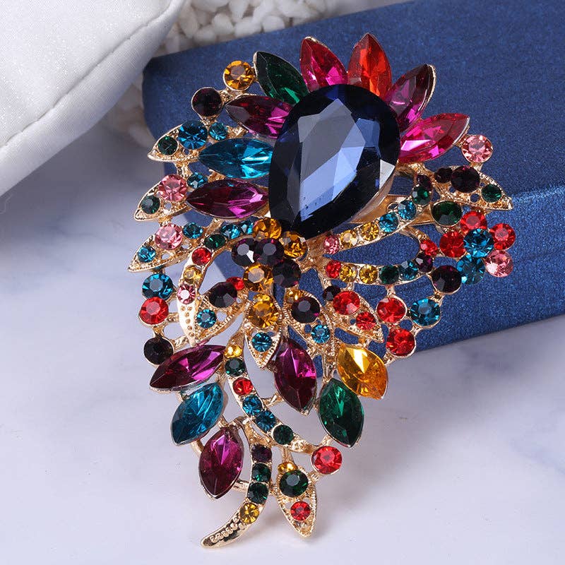 Floral Rhinestone Brooch