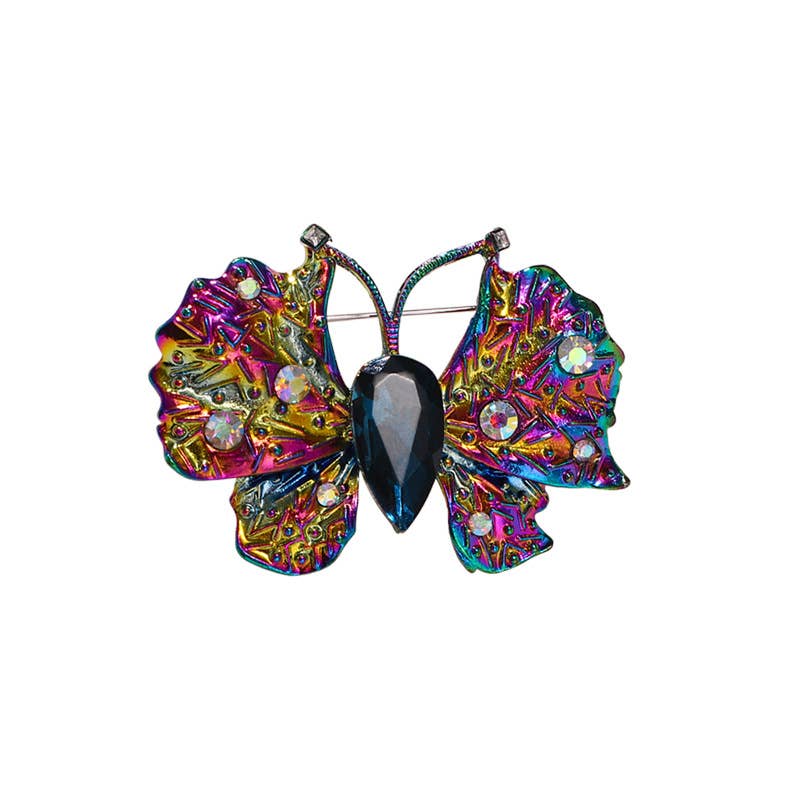 Multi Butterfly Rhinestone Brooch Pin