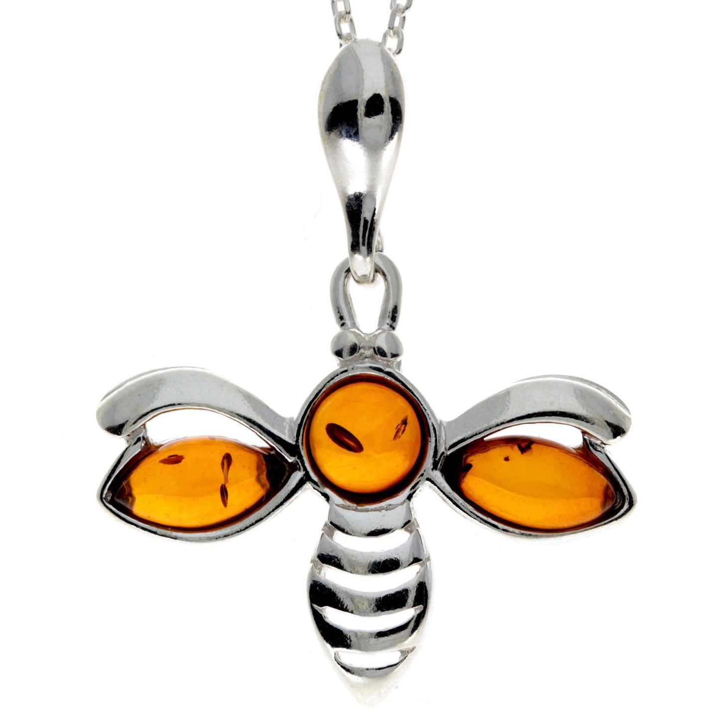 925 Sterling Silver & Baltic Amber Bee Pendant