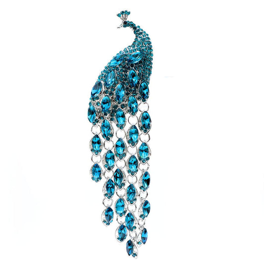 Peacock Alloy Rhinestone Brooch