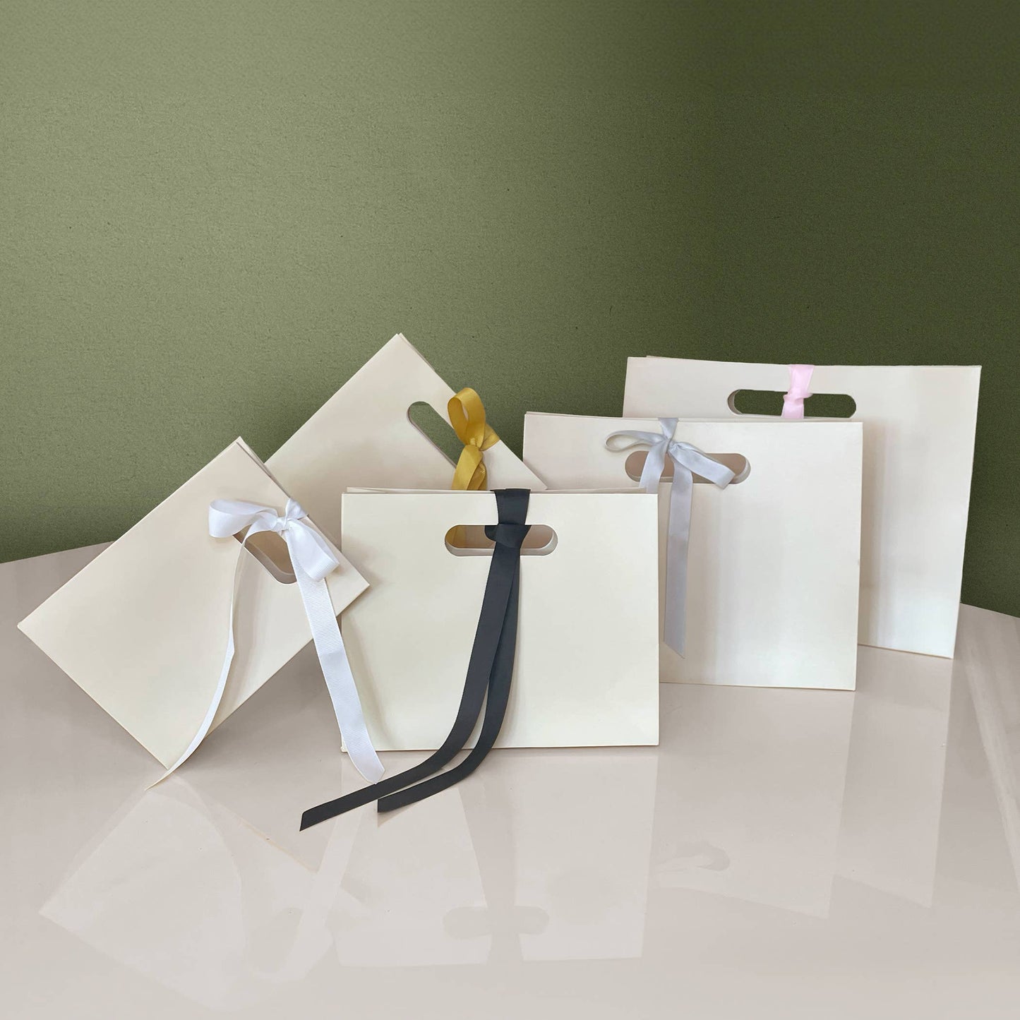 Soft Light Beige Cutout Handle Gift Bag