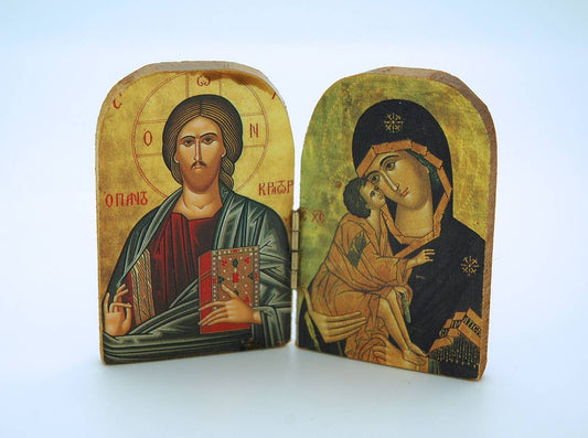Greek Icon Med Diptych Decorative Object