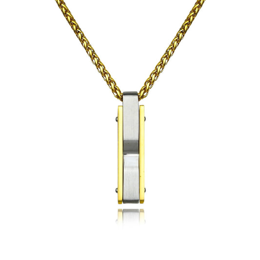 Gold-coated Bar Pendant Necklace