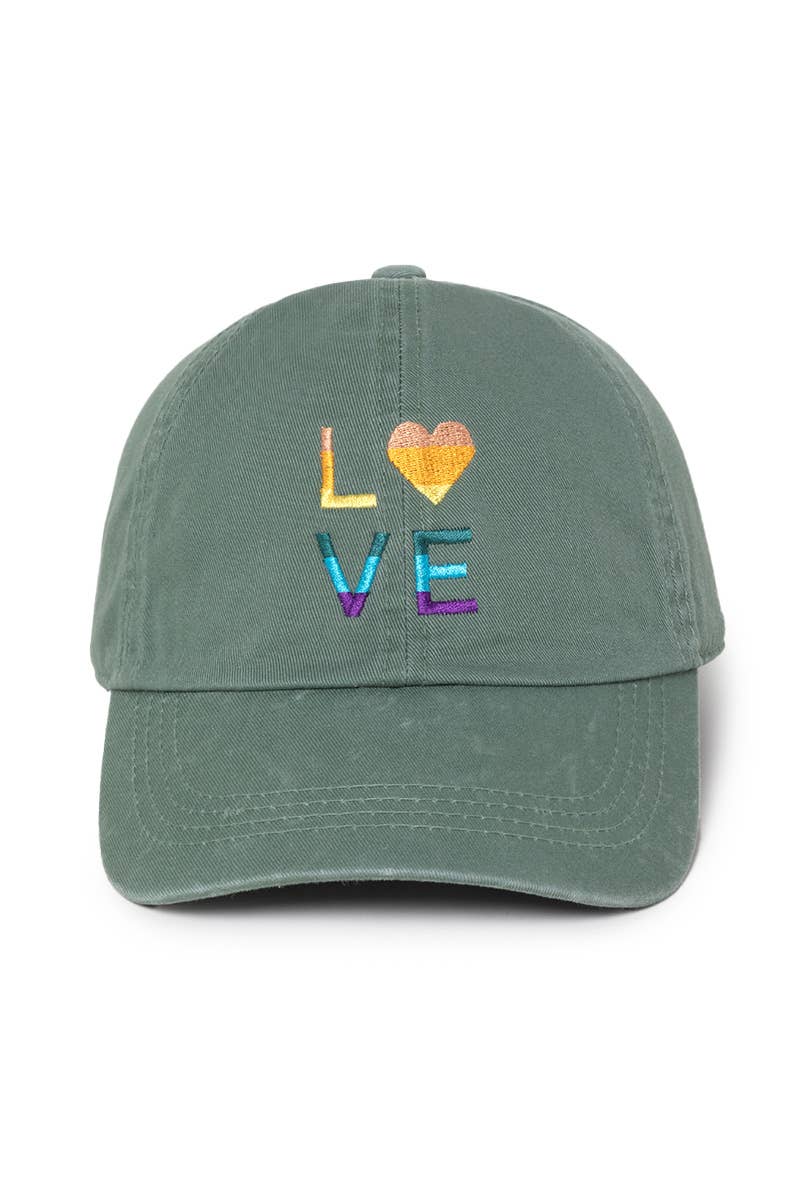 Multi Color Love Emb Cotton Baseball Cap.