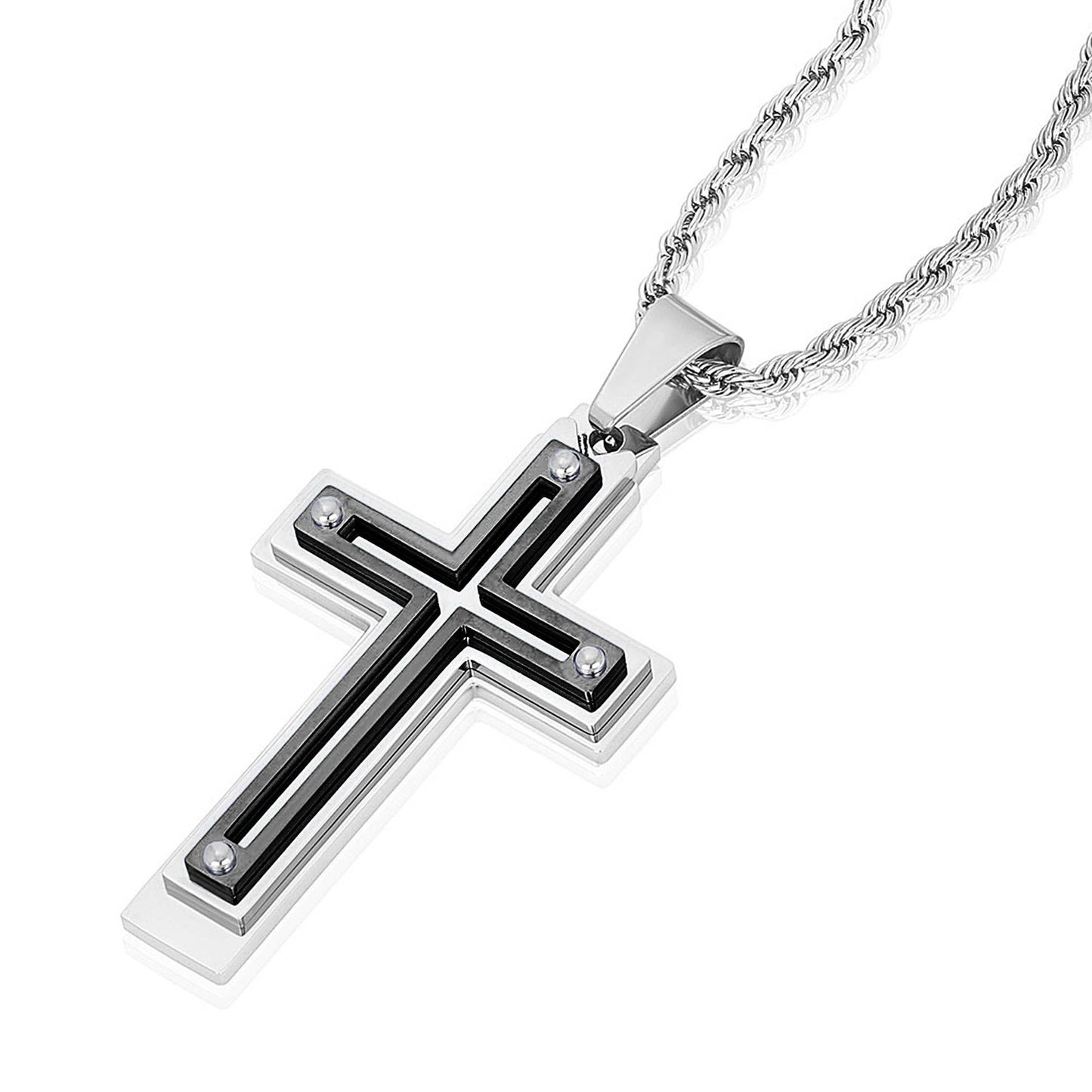Invicta Jewelry Multi Layer Two Tone Cross Necklace - 24"