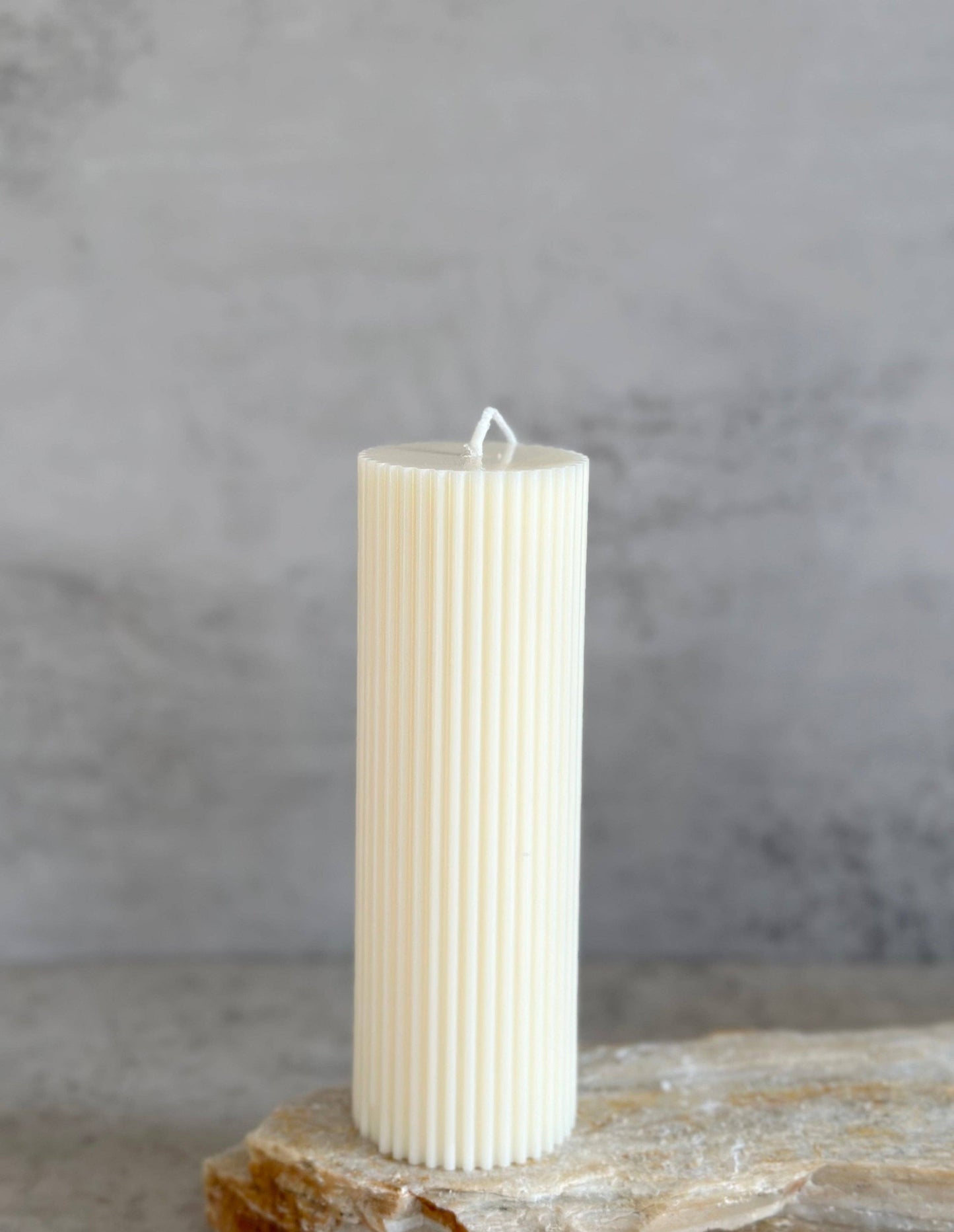 Ribbed Pillar Candle: 4 Inches   - Clearance