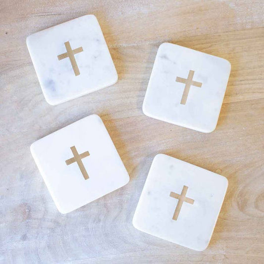 Cross Marble Coasters Set of 4 Clearance