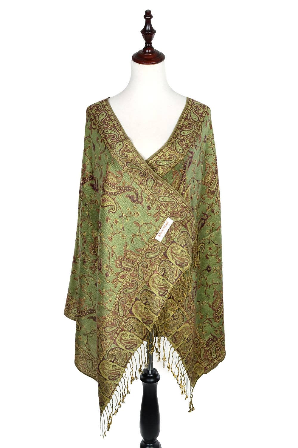 Paisly Print Pashmina Shawl Scarf - Green