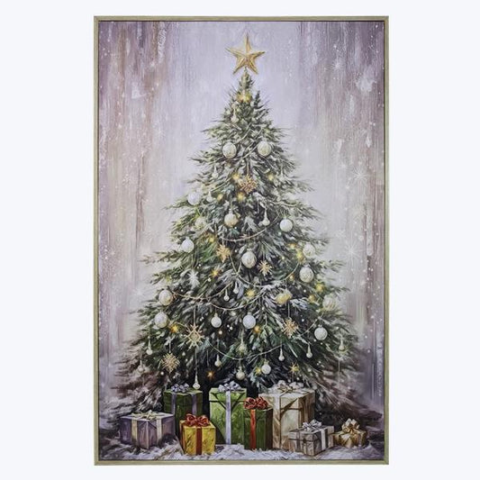 Canvas LED Light Christmas Tree Wall Art with Timer