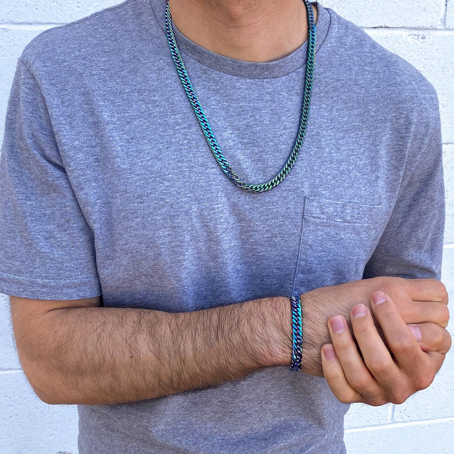 Crucible Stainless Steel 8mm Curb Chain Bracelet 8.25"