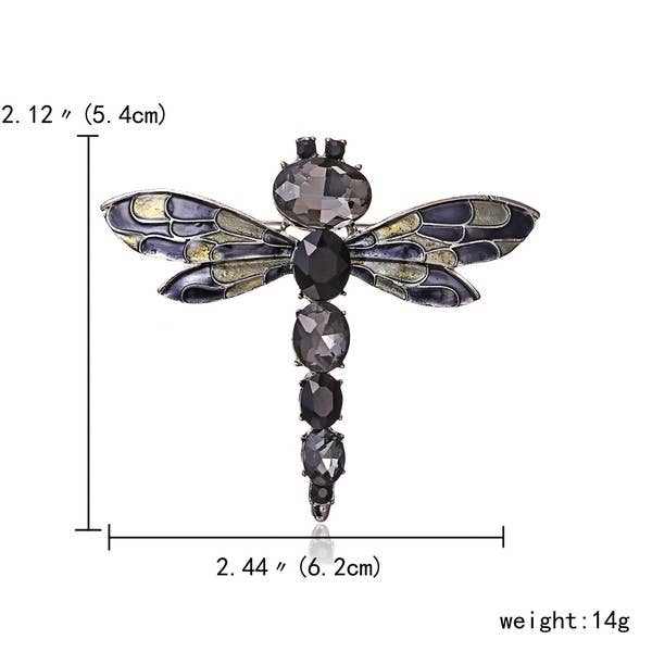 Alloy Rhinestone Dragonfly Brooch