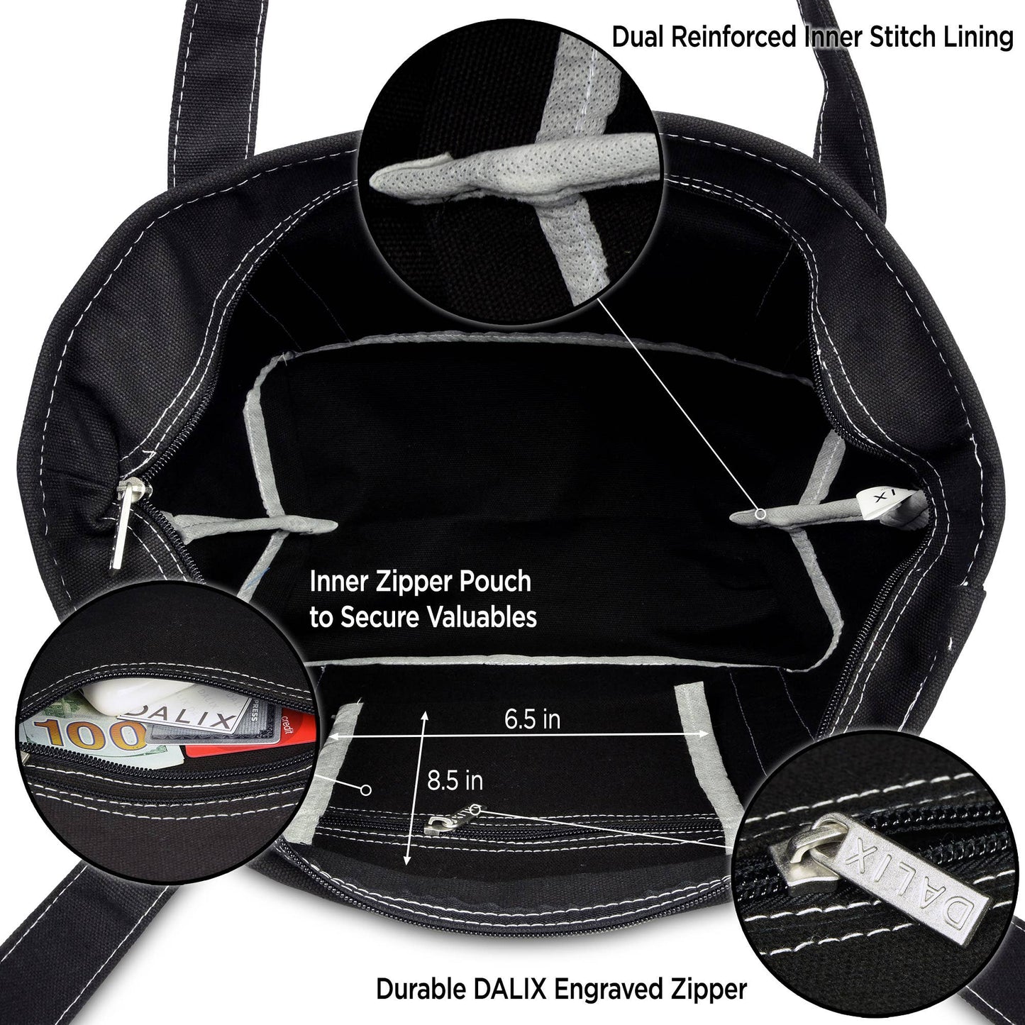 Dalix 20" Solid Color Cotton Canvas Shopping Tote Bag