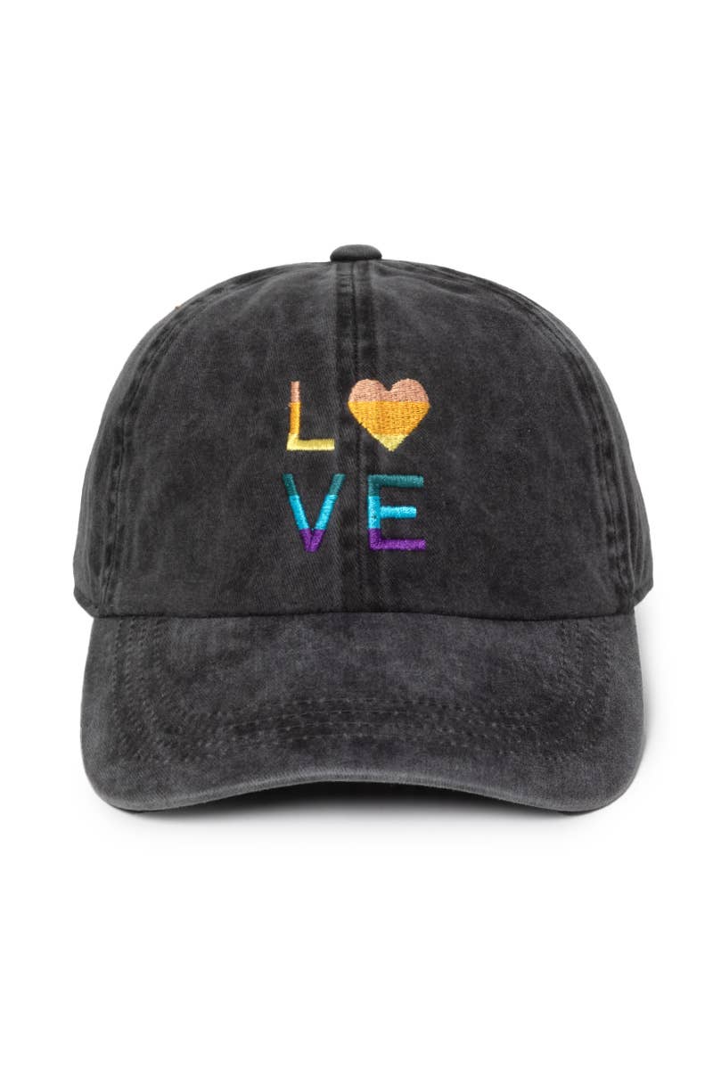 Multi Color Love Emb Cotton Baseball Cap.
