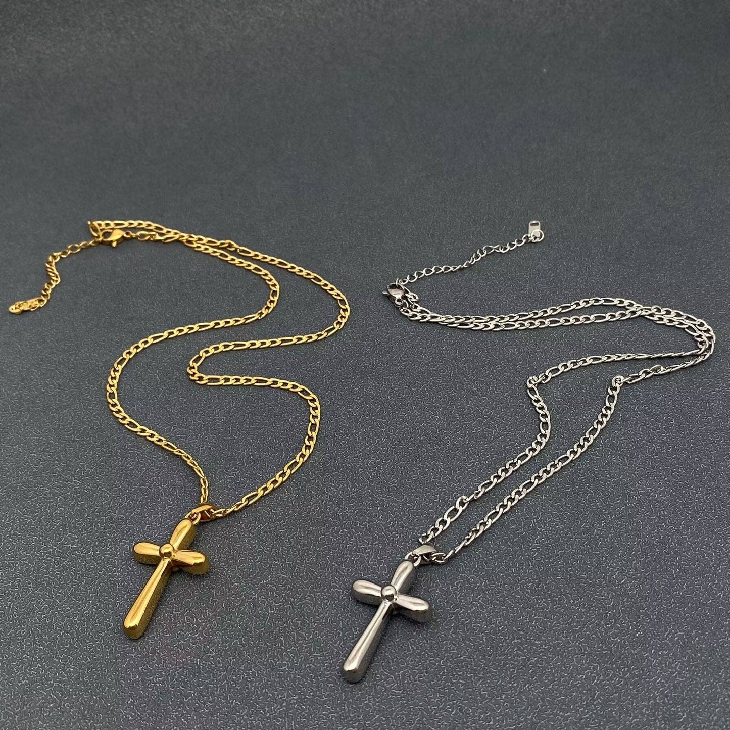 FGS - 18K Gold Plated SS Glossy Cross Charm Necklace