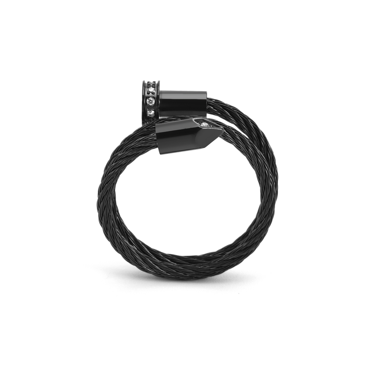 Black Pavé Pointe Cable  Adjustable Ring