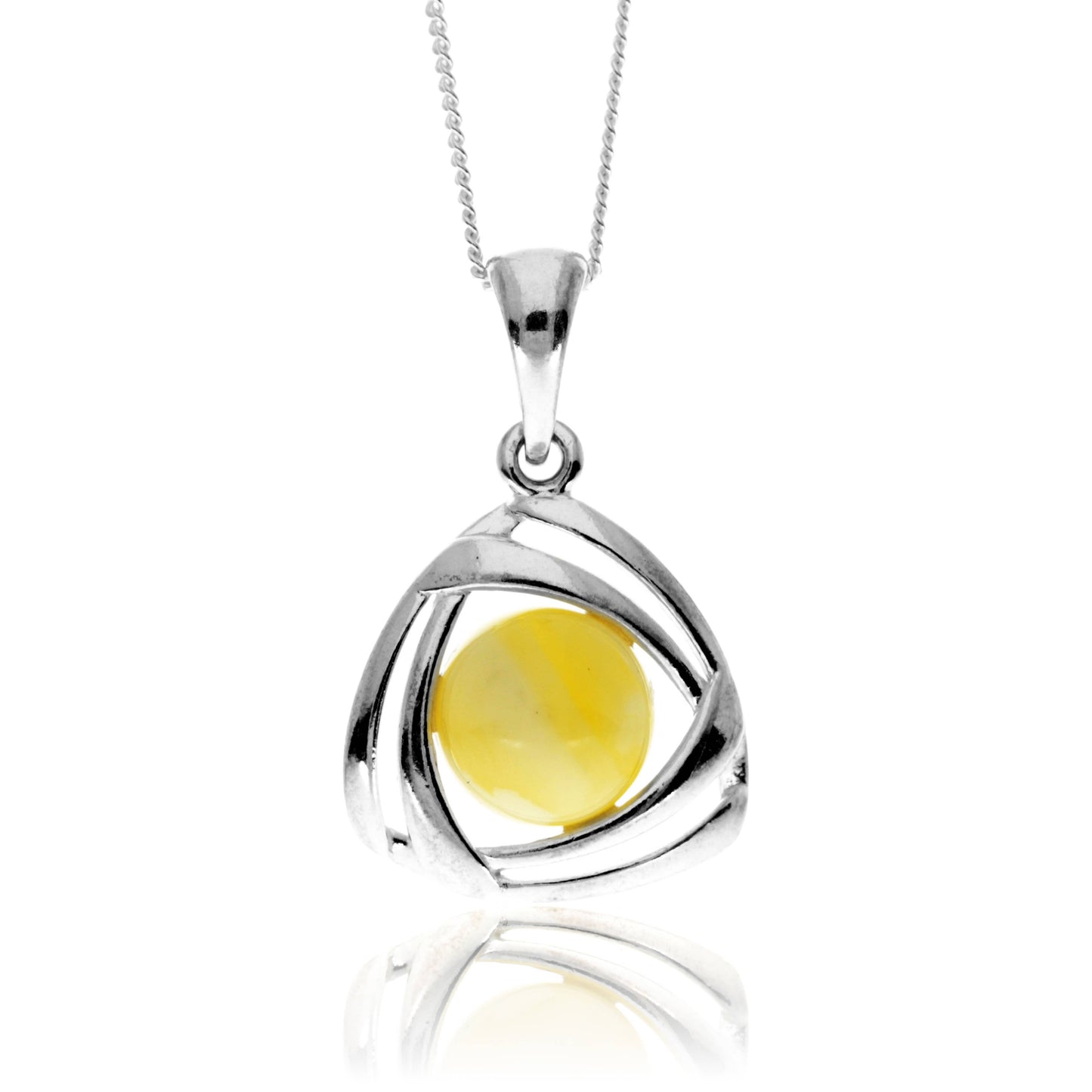 925 Sterling Silver & Genuine Baltic Amber Celtic Pendant