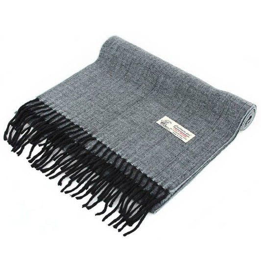 Grey Solid Cashmere Feel Fringe Scarf