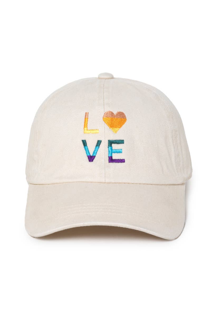 Multi Color Love Emb Cotton Baseball Cap.