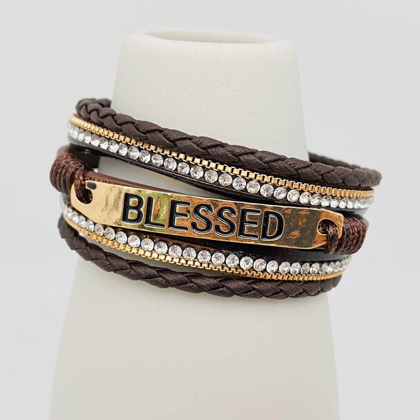 BLESSED Multi-Layer Leather Bracelet Magnetic Buckle Bangle