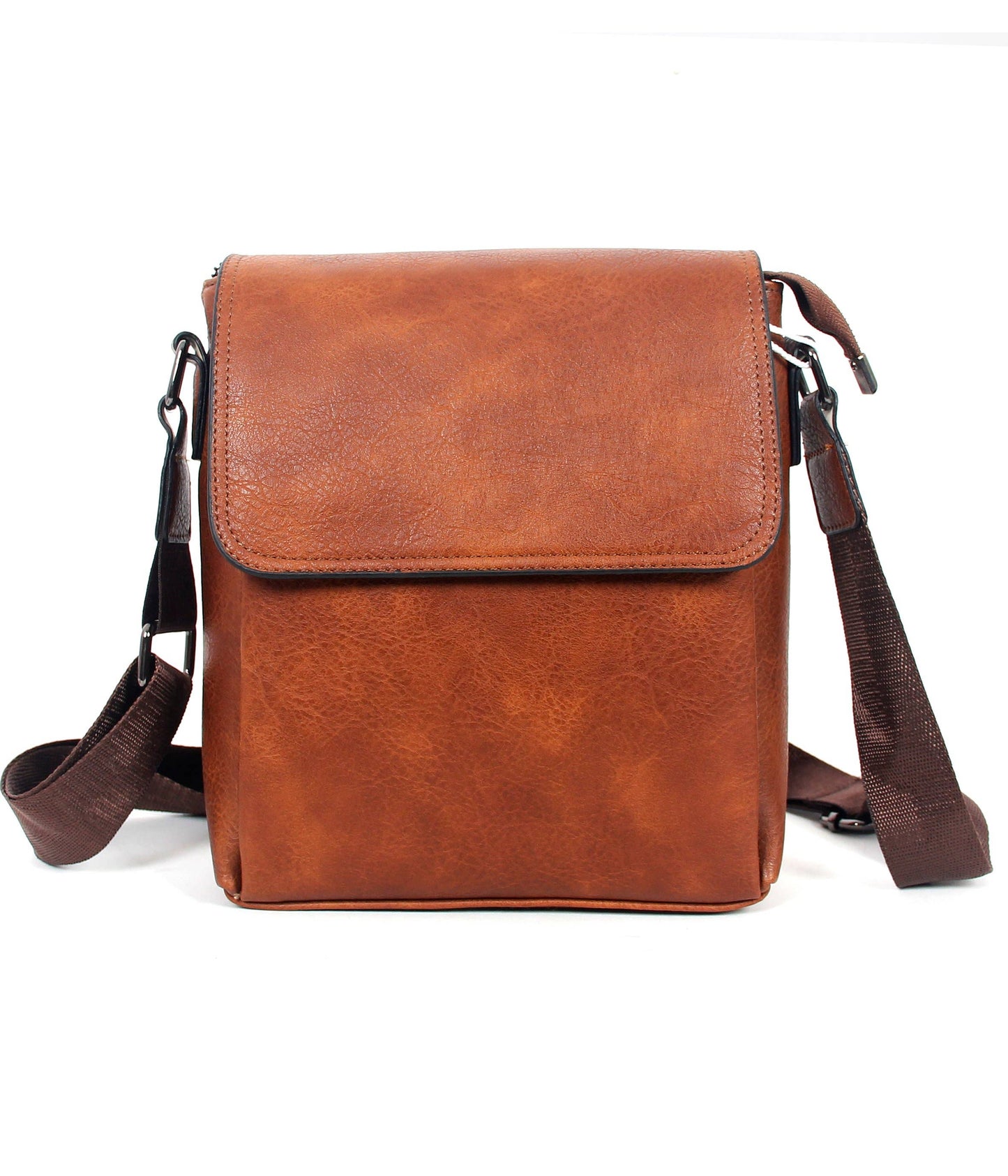 Vegan Leather Messenger Crossbody Bag