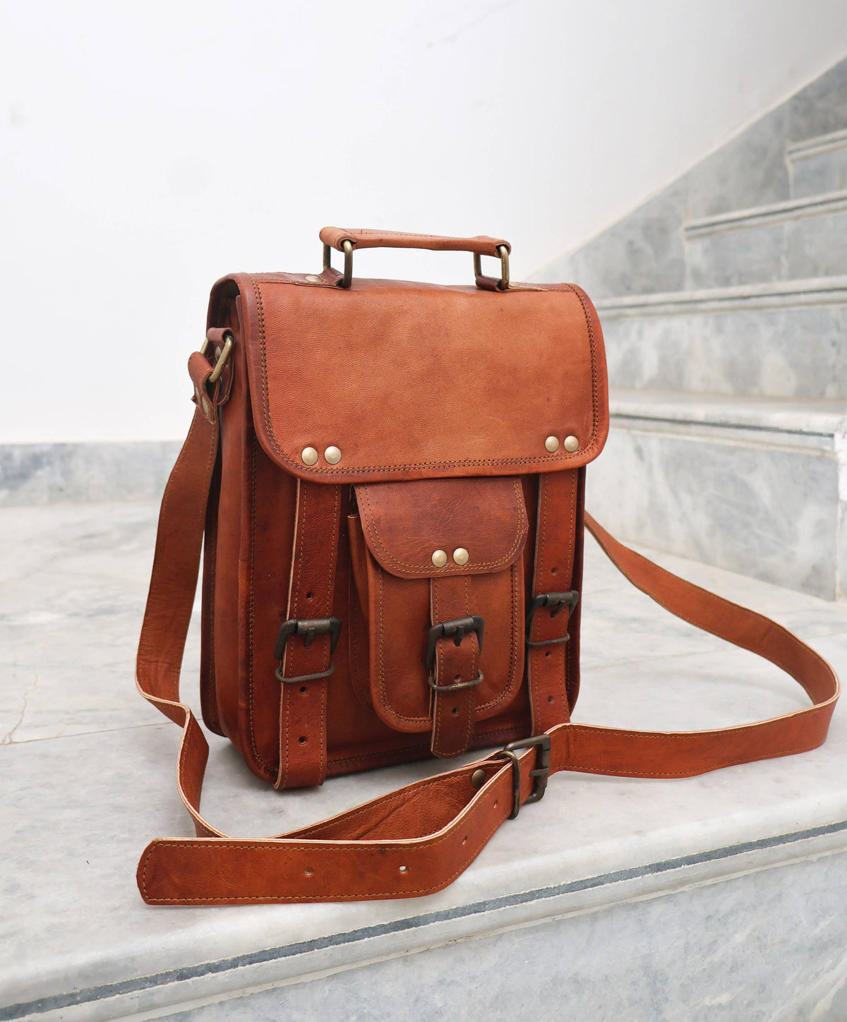 Leather Shoulder Travel Crossbody Bag Macbook Ipad Satchel