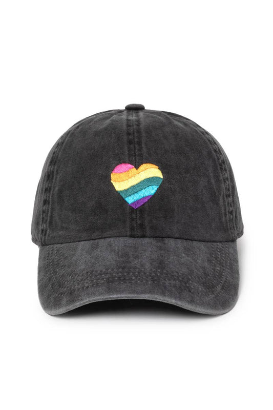Wave Rainbow Heart Emb Cotton Baseball Cap