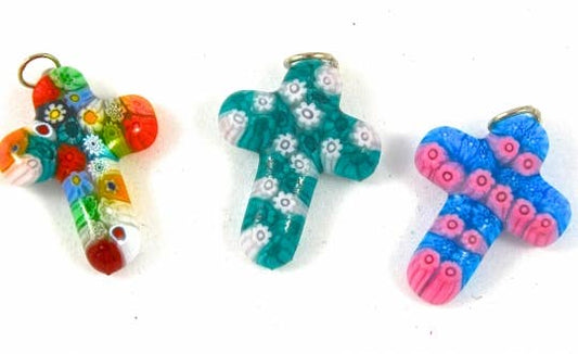 Millefiori Murano Glass Cross Pendant