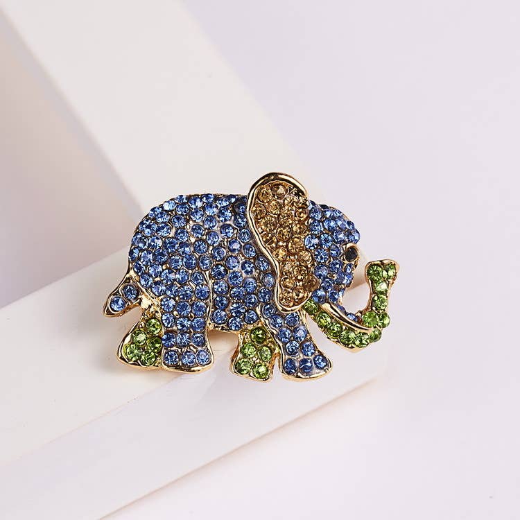 Rhinestone Elephant Brooch