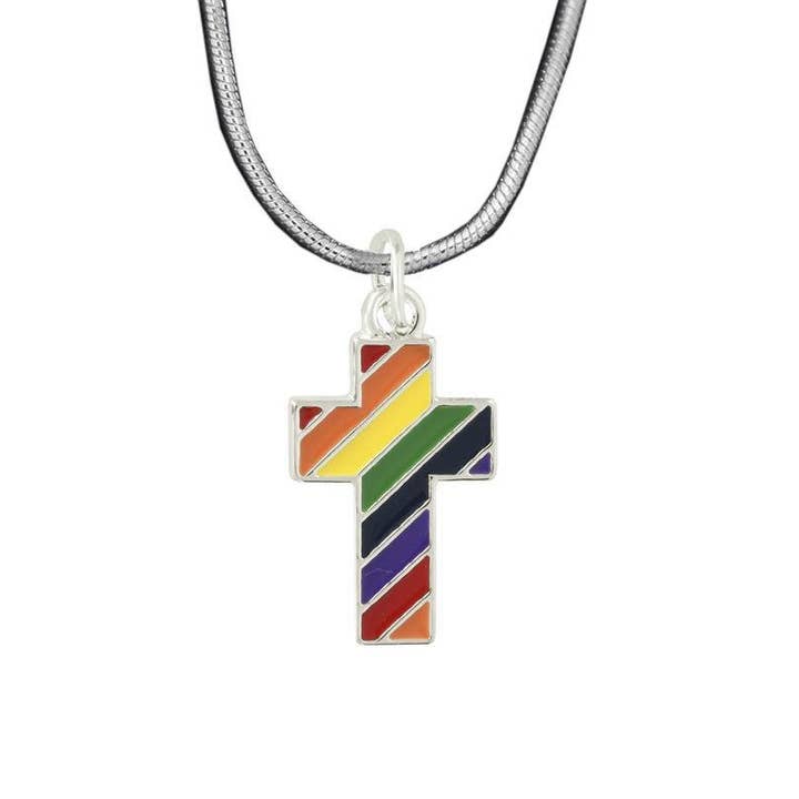 Rainbow Flag Cross Necklace