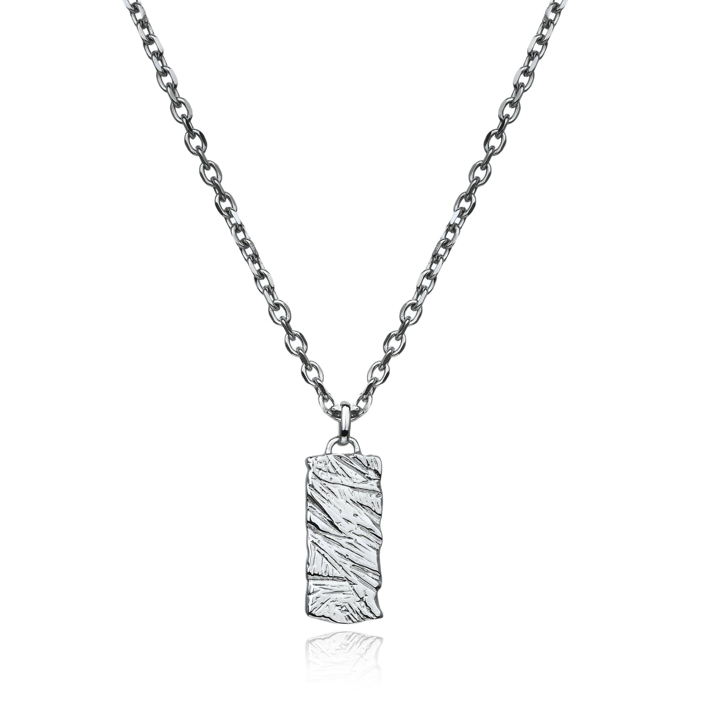 Scratched Tag Pendant Necklace