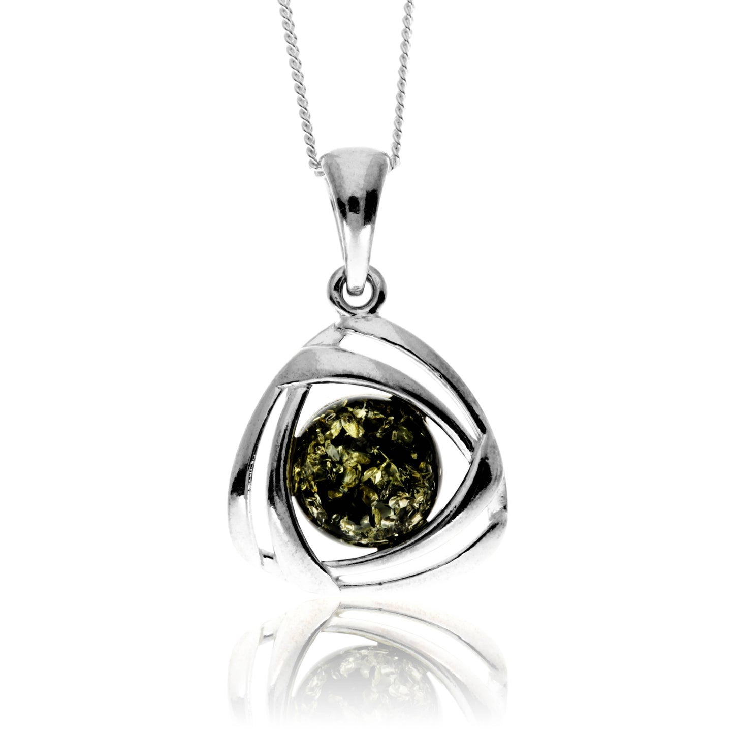 925 Sterling Silver & Genuine Baltic Amber Celtic Pendant