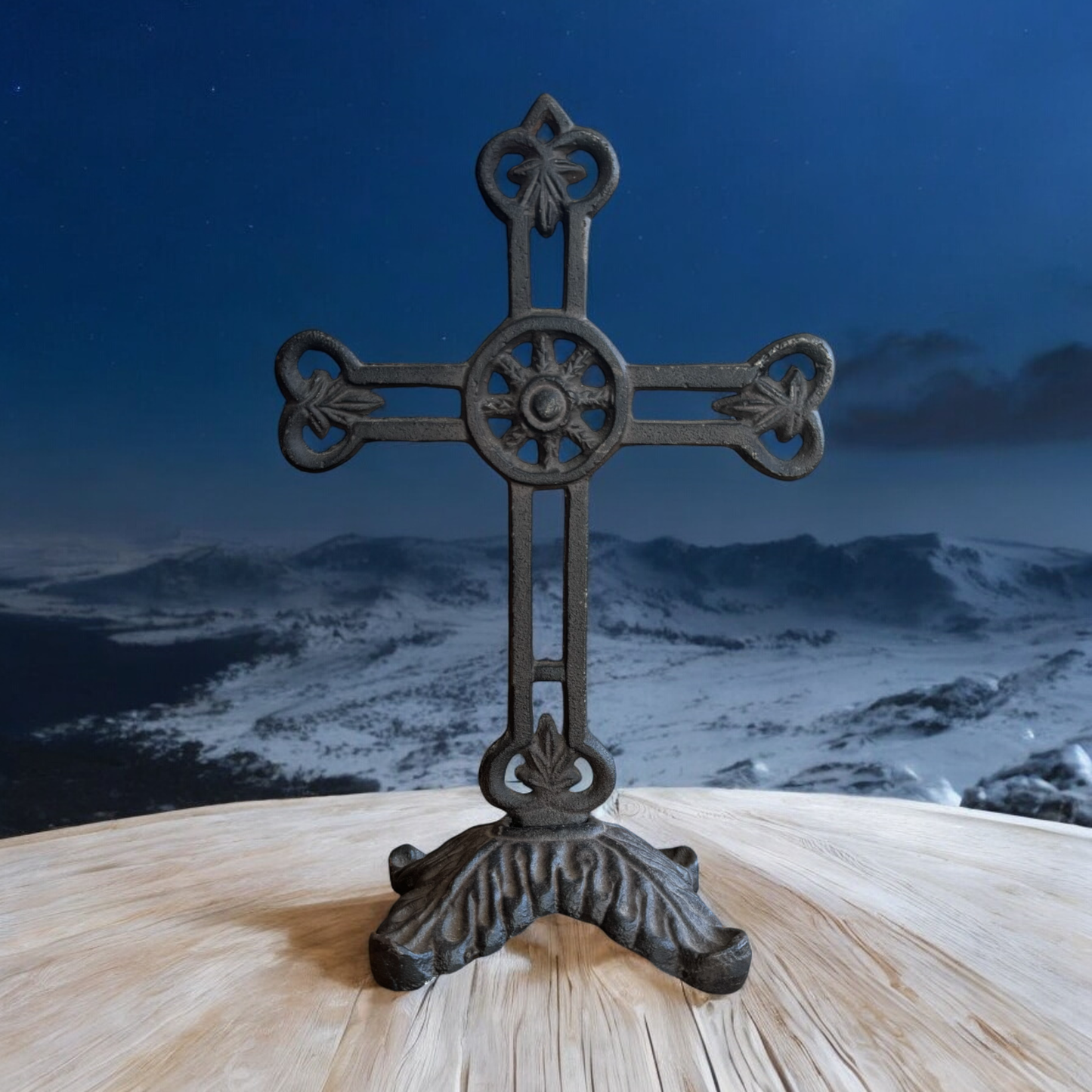 Cast Iron Filigree Table Cross on Rectangular Pedestal Base Clearance