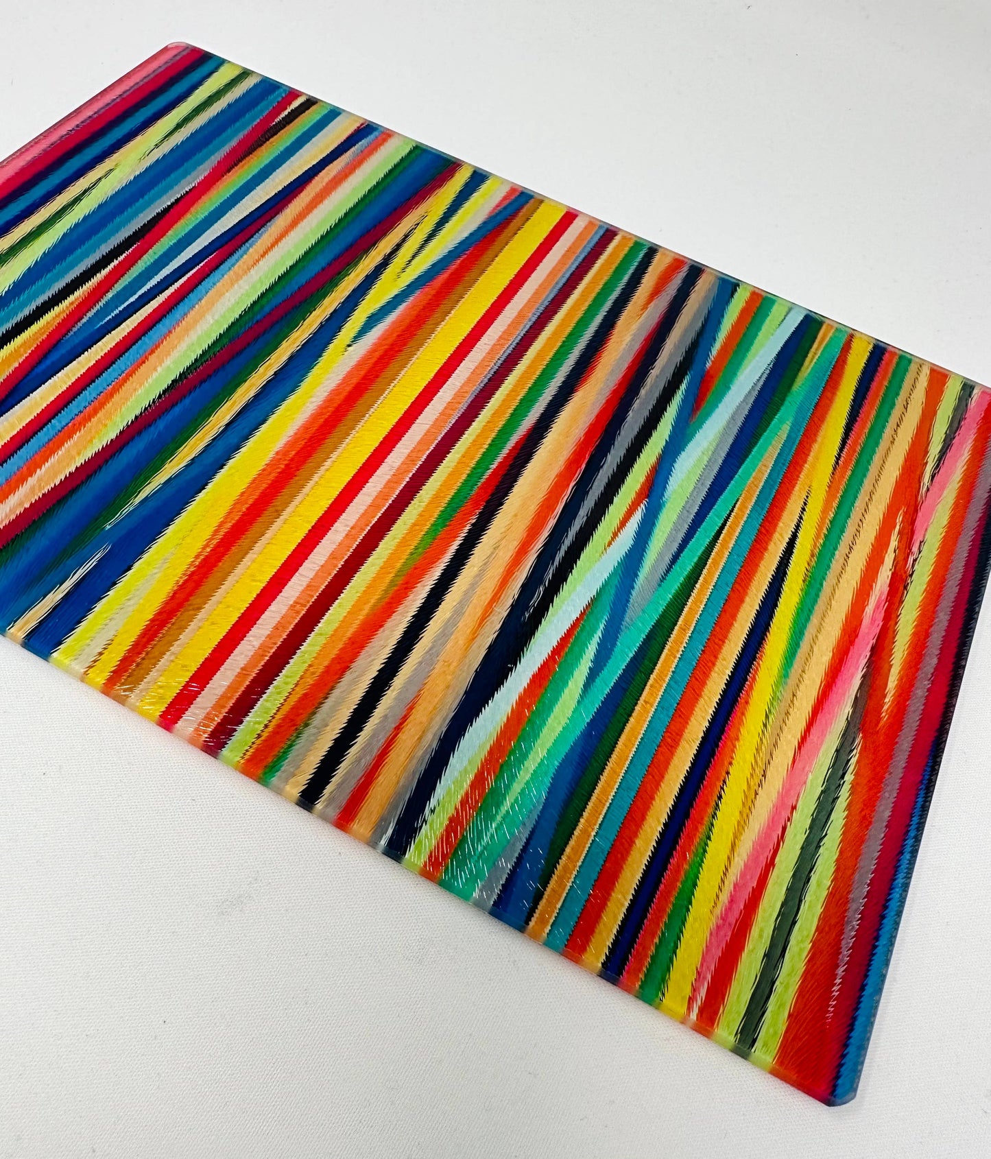 Linear Abstract Colorful Serving Tray / Cutting Board